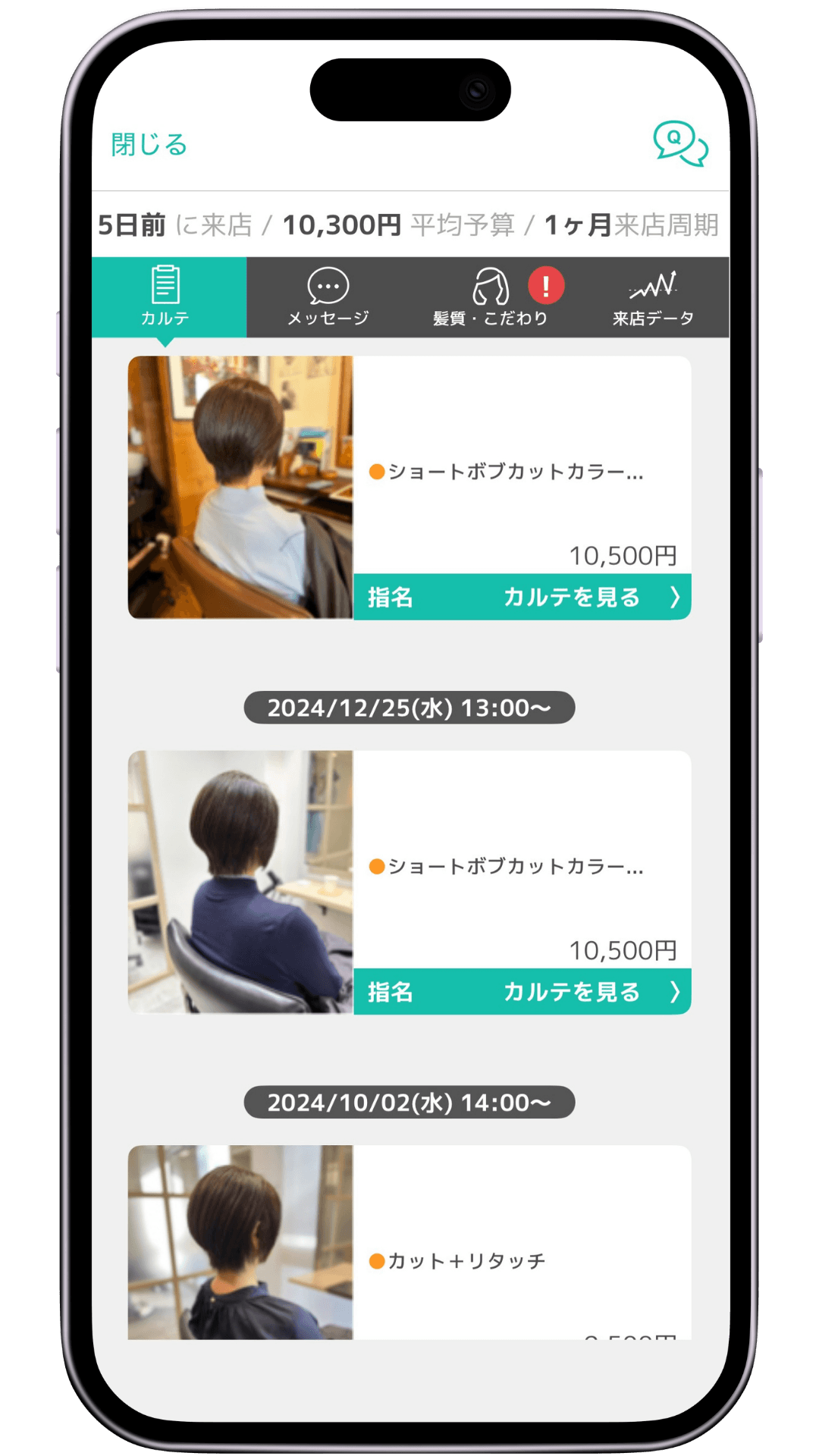 LiMEアプリ カルテ画面